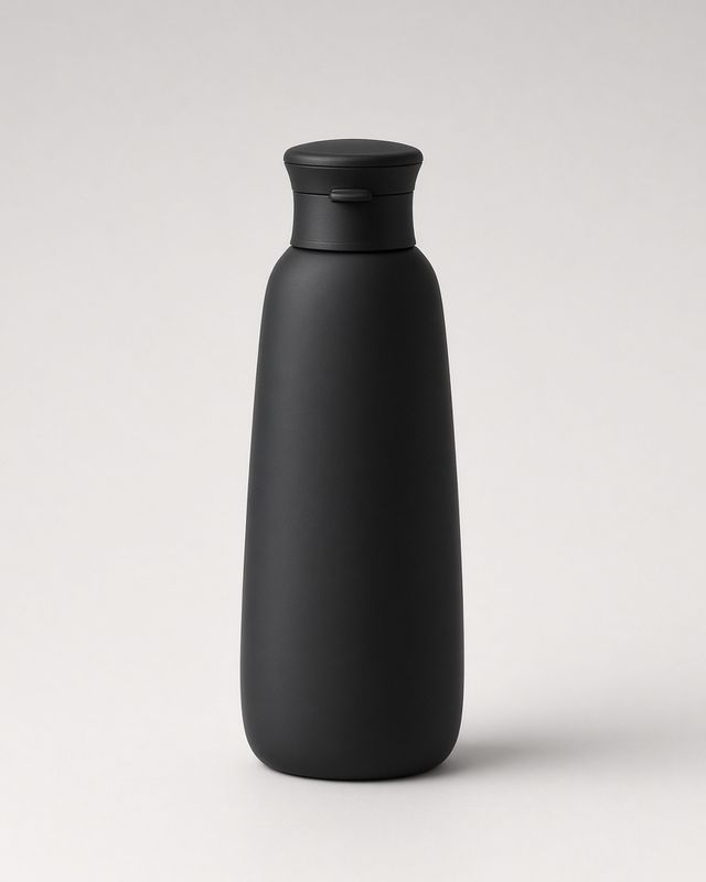 A matte black running bottle