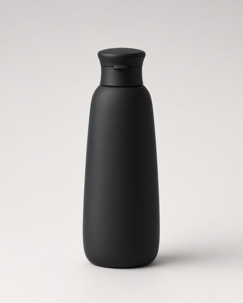 A matte black running bottle